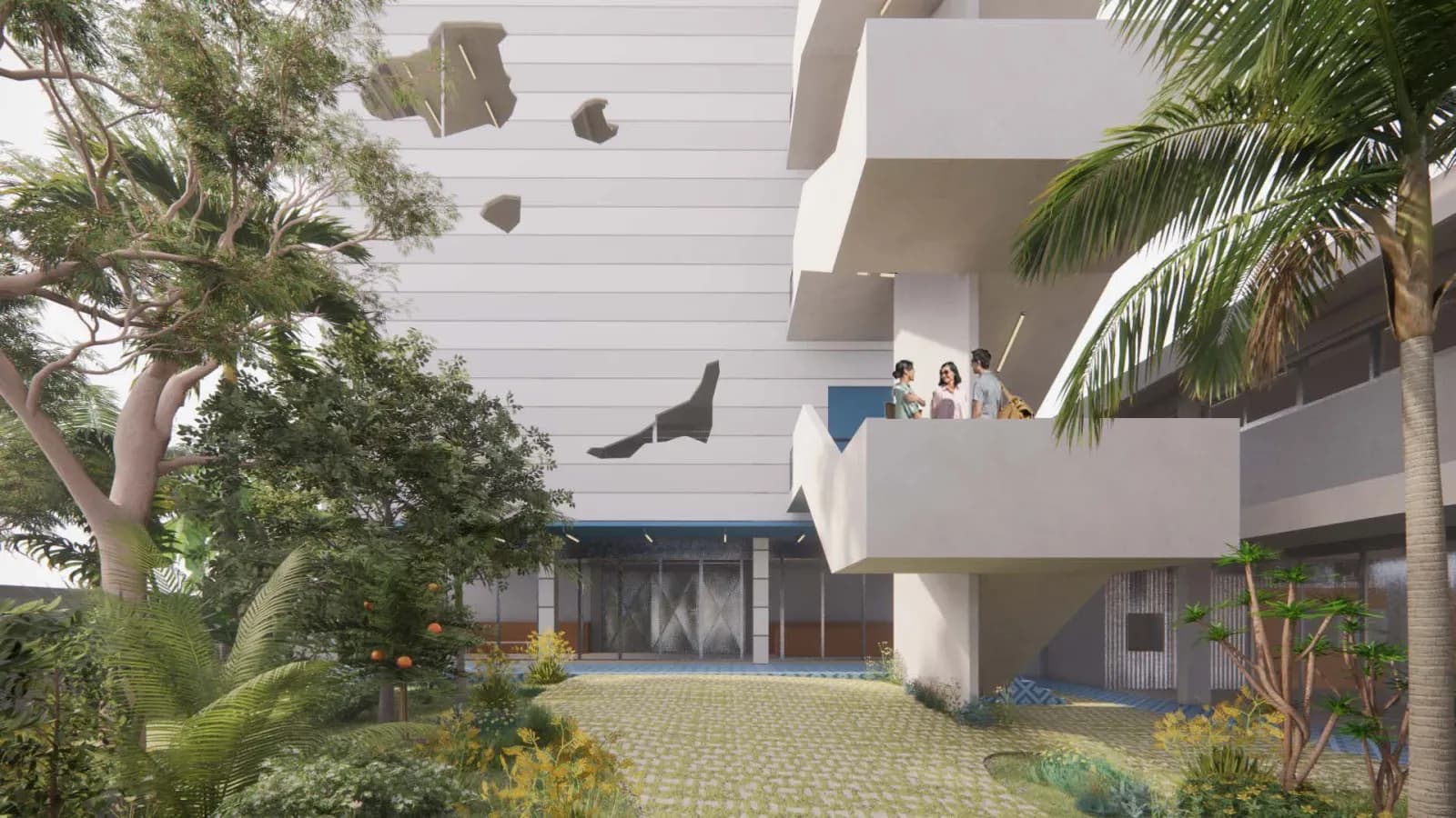 Rendering of the renovated Central Garment Factory courtyard by BEAU architects for deCentral